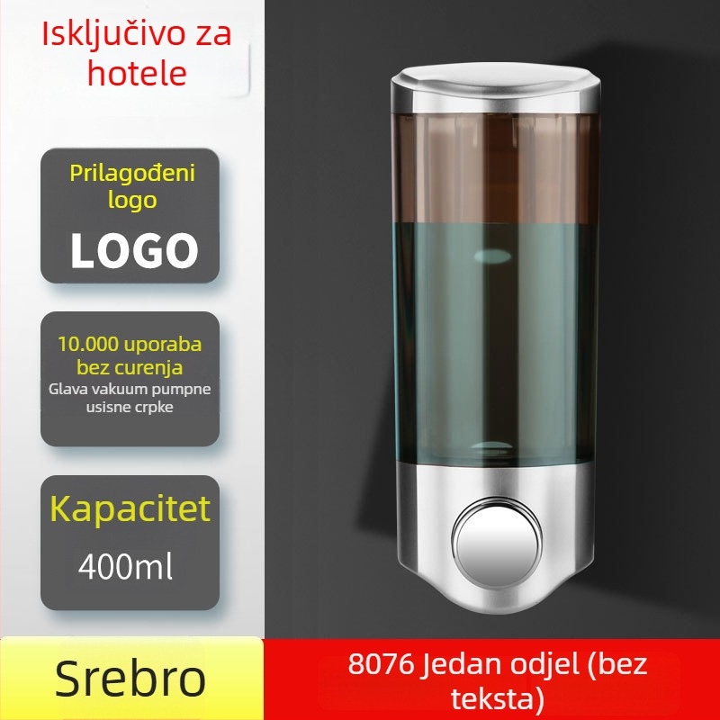 Zidni ABS dozator sapuna i 2-u-1 kutija sapuna i šampona, ručno pritisnite, moderni minimalistički dizajn, Nast, težina 0,3 kg