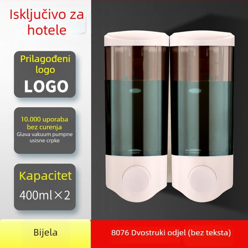 Zidni ABS dozator sapuna i 2-u-1 kutija sapuna i šampona, ručno pritisnite, moderni minimalistički dizajn, Nast, težina 0,3 kg
