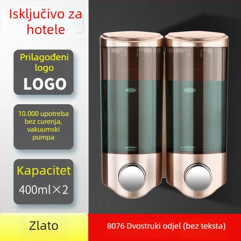Zidni ABS dozator sapuna i 2-u-1 kutija sapuna i šampona, ručno pritisnite, moderni minimalistički dizajn, Nast, težina 0,3 kg
