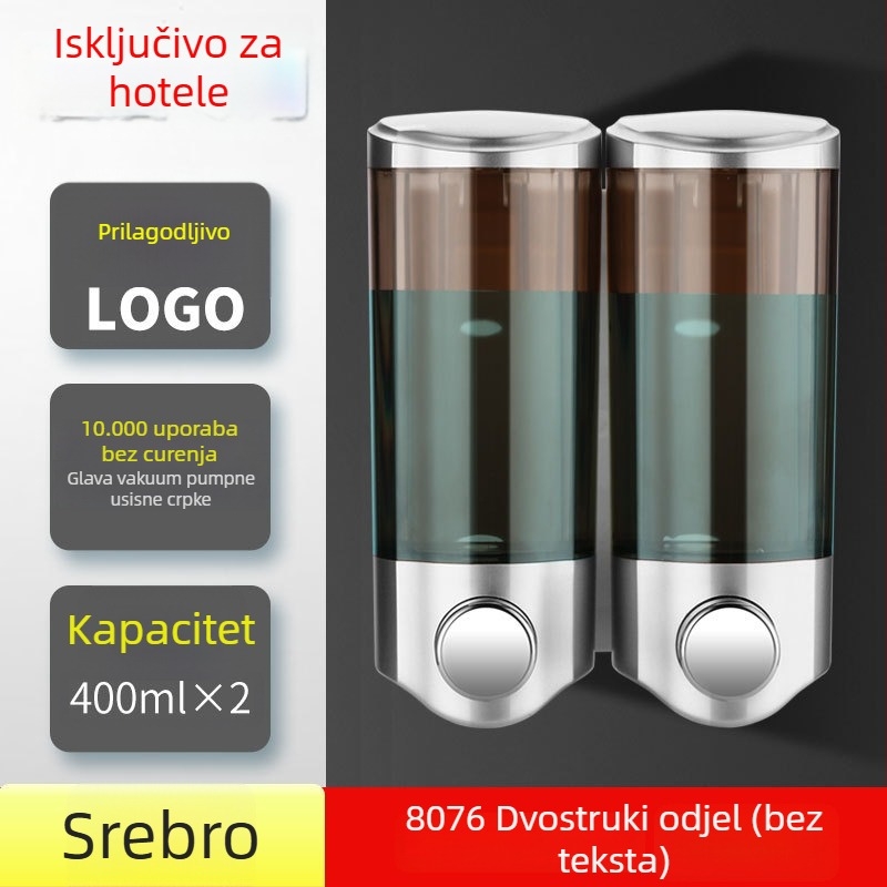 Zidni ABS dozator sapuna i 2-u-1 kutija sapuna i šampona, ručno pritisnite, moderni minimalistički dizajn, Nast, težina 0,3 kg