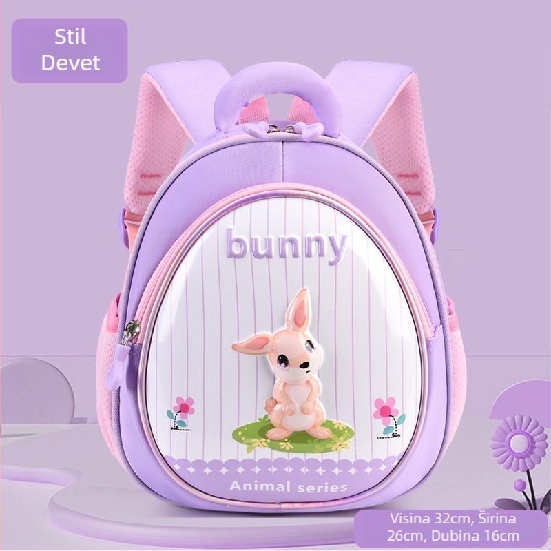 Lagani dječji ruksak s 3D kućištem i crtanim životinjama, unisex, vodootporan