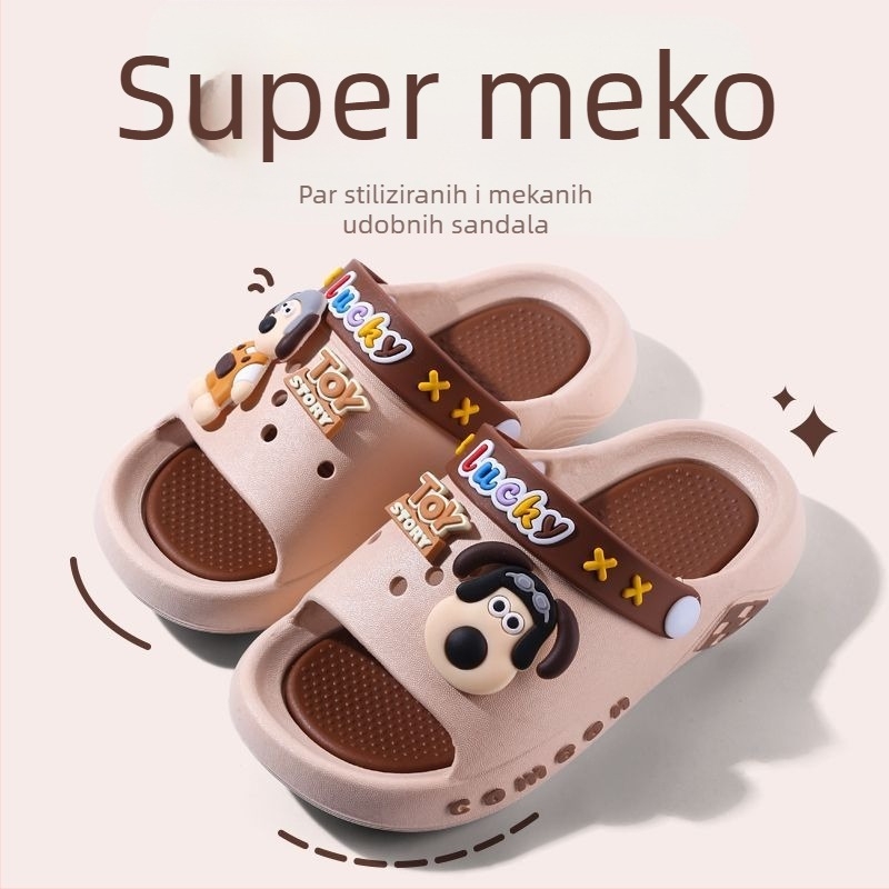 Unisex dječje papuče s PVC gornjim dijelom i PVC sole, životinjski uzorak, protuklizne