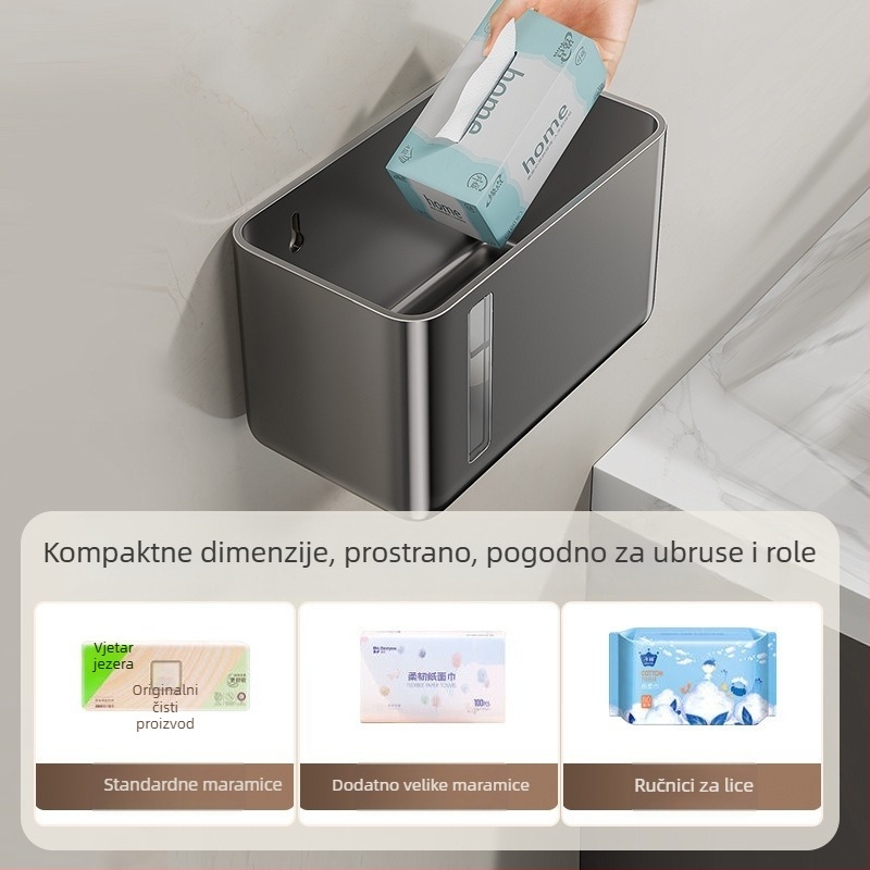 Zidni organizator kutije za maramice za kupaonicu (ABS, vodootporan, zidni, Lt–904q, višefunkcijski)
