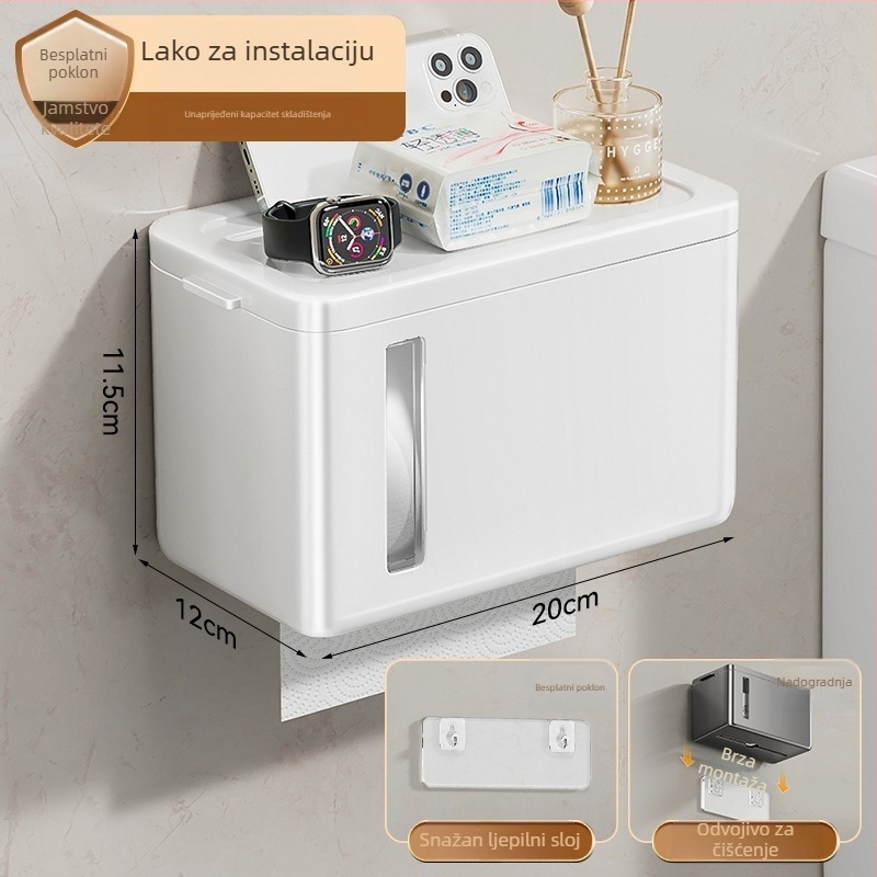Zidni organizator kutije za maramice za kupaonicu (ABS, vodootporan, zidni, Lt–904q, višefunkcijski)