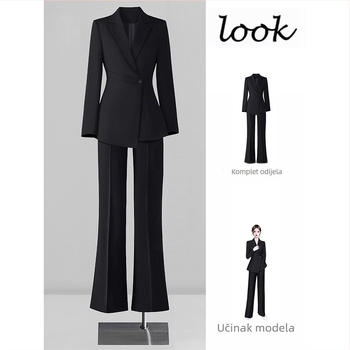 Ženski sako Slim-fit od Chenille tkanine, dugi rukavi, ovratnik odijelo, smjesa spandeksa