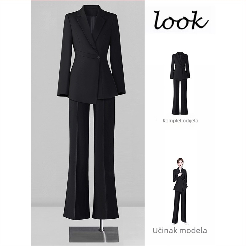 Ženski sako Slim-fit od Chenille tkanine, dugi rukavi, ovratnik odijelo, smjesa spandeksa