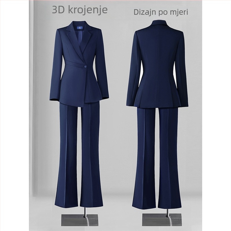 Ženski sako Slim-fit od Chenille tkanine, dugi rukavi, ovratnik odijelo, smjesa spandeksa