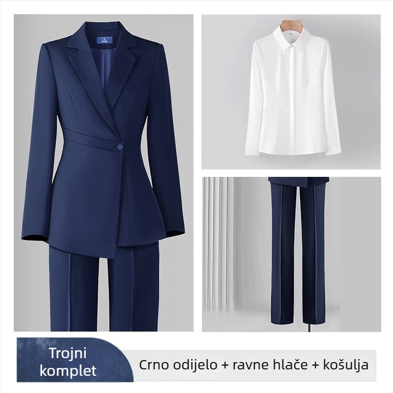 Ženski sako Slim-fit od Chenille tkanine, dugi rukavi, ovratnik odijelo, smjesa spandeksa