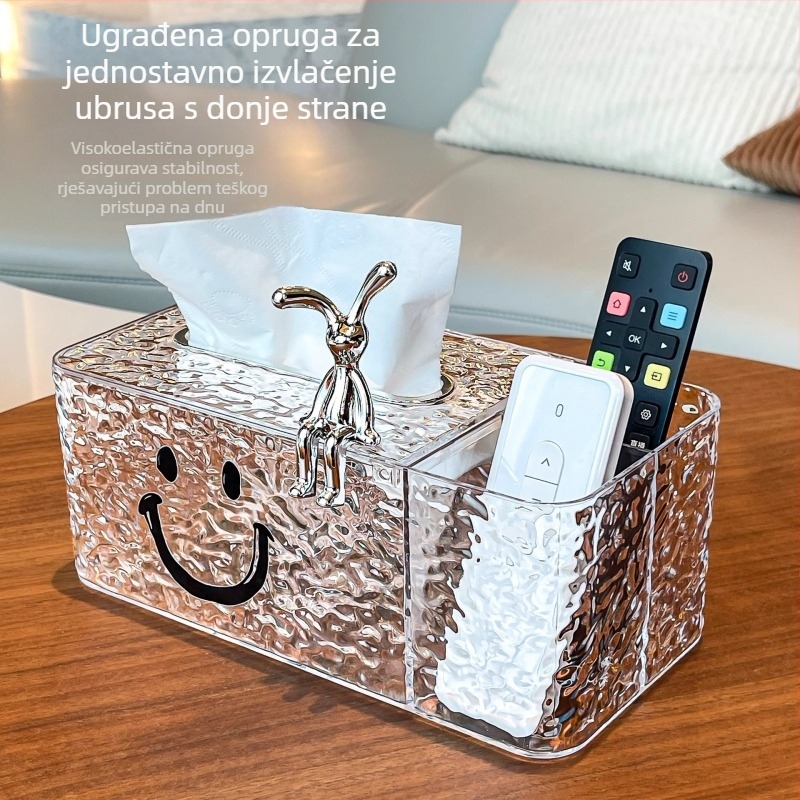 Kutija za maramice za stolni stol, od plastike, svijetlog luksuza, vodootporna, višefunkcionalna, kompatibilna s papirnatim maramicama, pretinac za daljinski upravljač