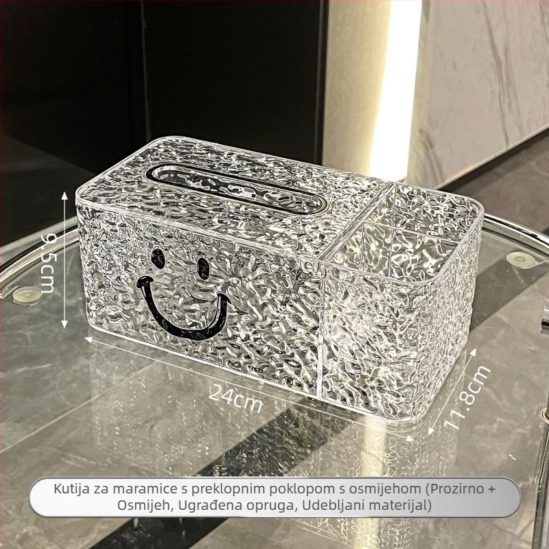 Kutija za maramice za stolni stol, od plastike, svijetlog luksuza, vodootporna, višefunkcionalna, kompatibilna s papirnatim maramicama, pretinac za daljinski upravljač
