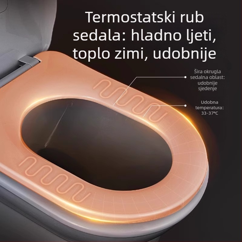 Grijano WC sjedalo s inteligentnim upravljanjem temperaturom, samočišćujuća mlaznica, pranje stražnjice i ženskog područja, model MGC1, PP materijal, podjela konstrukcije, sifonsko ispiranje