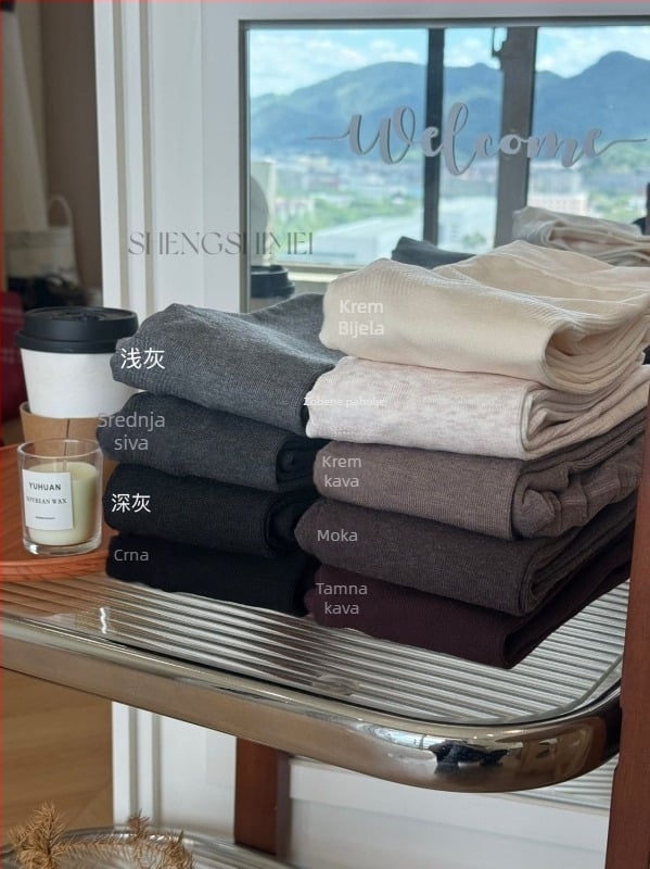 Debele najlon čarape, Baby Velvet Vertical Cotton, nježan dodir, visoka elastičnost, oblikovanje tijela (Materijal: Baby Velvet Vertical Cotton; Debljina: Debela; Funkcija: Podizanje stražnjice, Oblikovanje, Zadržavanje topline; Elastičnost: Visoka)