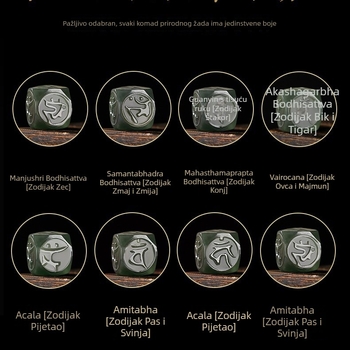 Unisex narukvica od Hetian jade, ručna izrada, porijeklo Xinjiang, razasute perle, Qingya Jewelry, Motivi dvanaest znamenja zodijaka i Budde