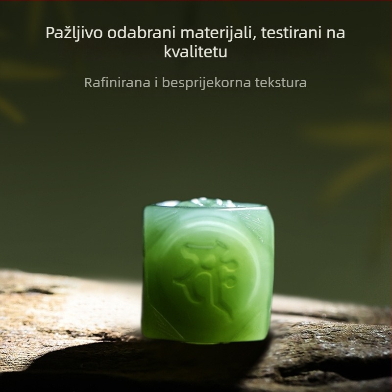 Unisex narukvica od Hetian jade, ručna izrada, porijeklo Xinjiang, razasute perle, Qingya Jewelry, Motivi dvanaest znamenja zodijaka i Budde