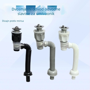 Plastični set odvoda za umivaonik: S-oblika, flip tip, otporan na mirise, moderni minimalistički stil