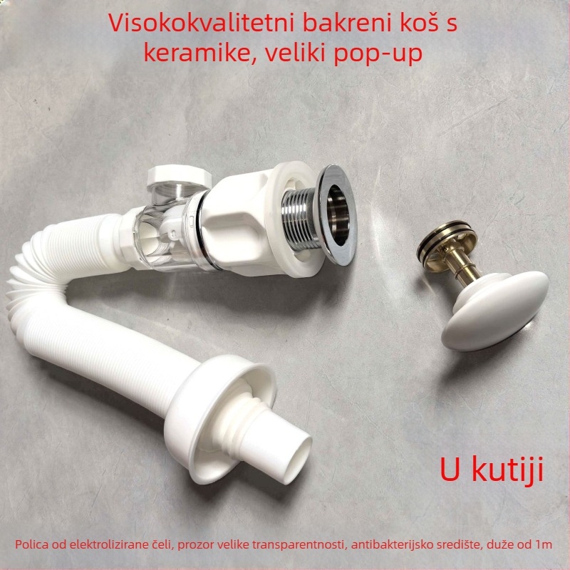 Plastični set odvoda za umivaonik: S-oblika, flip tip, otporan na mirise, moderni minimalistički stil