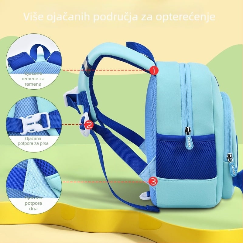 Ruksak za vrtić s likom kita, materijal: diving cloth, prozračan, vodootporan, otporan na habanje, zakrivljene naramenice