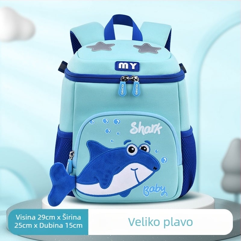 Ruksak za vrtić s likom kita, materijal: diving cloth, prozračan, vodootporan, otporan na habanje, zakrivljene naramenice