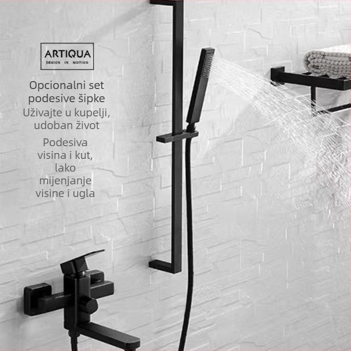 Bakreni kupaonski miješač s toplom i hladnom vodom, zidna montaža, keramičko srce ventila, 20 mm ulaz/izlaz