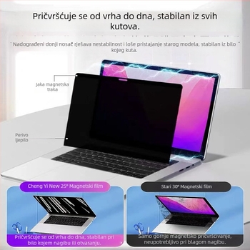 Magnetska folija za zaštitu privatnosti MacBook – PET materijal s elektrostatikom adsorpcijom, kompatibilan s Apple notebookom, prilagođena uzorak
