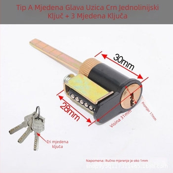 Cilindar zaključavanja s jednim jezičkom za kupaonska vrata od drveta — materijal cinkova legura i željezo, marka Menghong, model Bathroom wooden door single tongue lock cylinder, moderan minimalistički stil