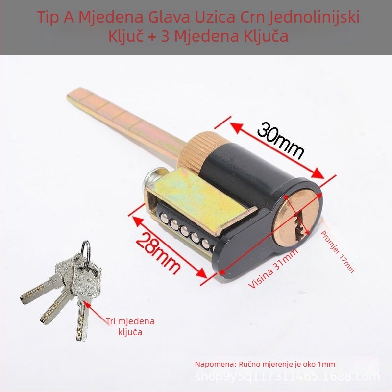 Cilindar zaključavanja s jednim jezičkom za kupaonska vrata od drveta — materijal cinkova legura i željezo, marka Menghong, model Bathroom wooden door single tongue lock cylinder, moderan minimalistički stil