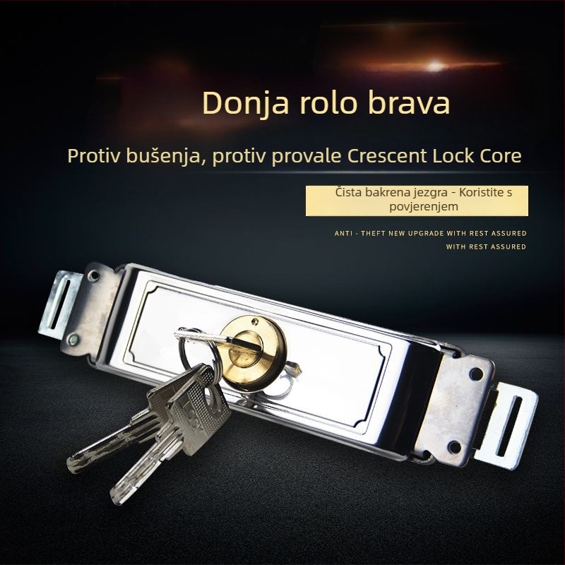 Brava za roletna vrata s bakrenim cilindrom, mortise tip brave, univerzalna srednja brava, model Joq2z_1625456541509, šifra F9650097698146