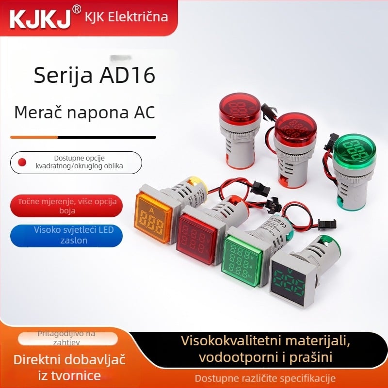 Ad16 serija digitalnog AC voltmetra s integriranim indikatorom i kružnim ili kvadratnim gumbom
