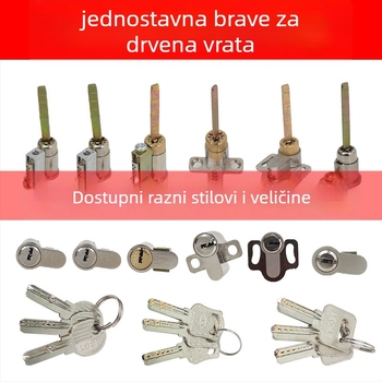 Cilindar brava za unutarnja drvena vrata, model s jednim jezikom, aluminijska legura, 0,2 kg, univerzalna kompatibilnost