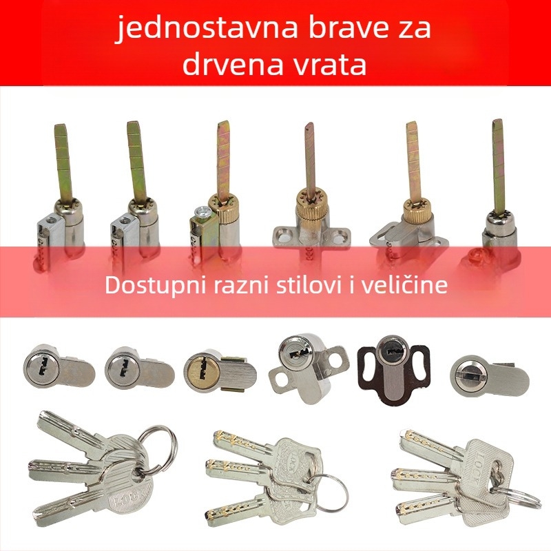 Cilindar brava za unutarnja drvena vrata, model s jednim jezikom, aluminijska legura, 0,2 kg, univerzalna kompatibilnost