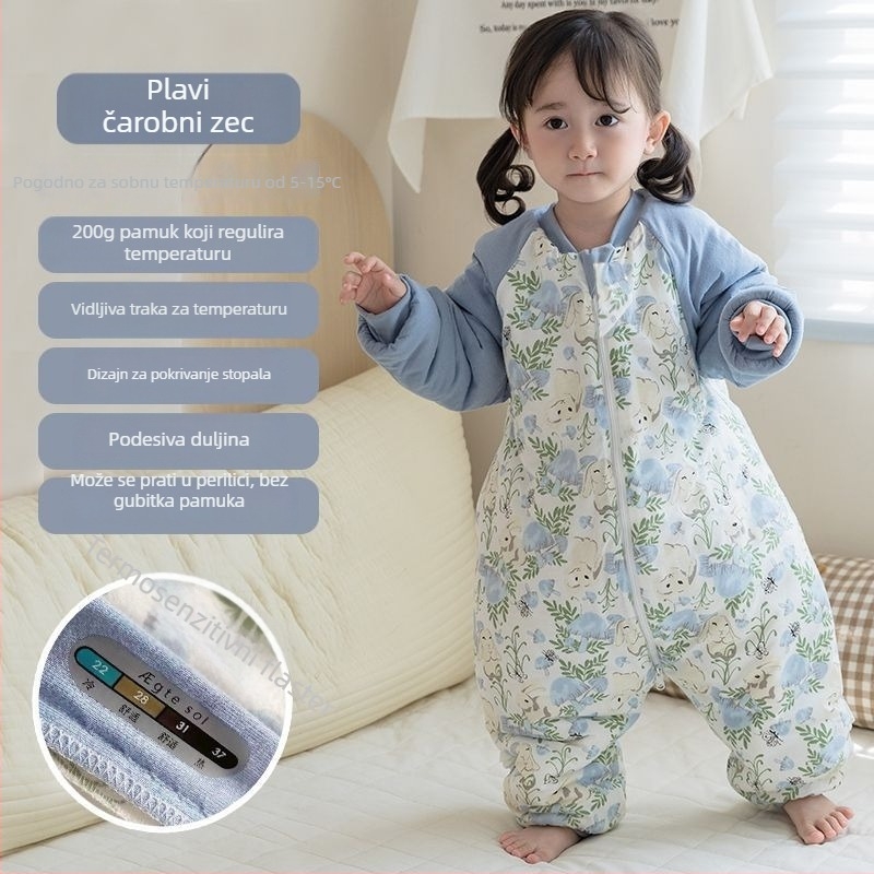 Dječji spavaći vak za bebe od čiste pamuka, punilo poliester, podijeljene noge, za jesen-zimu