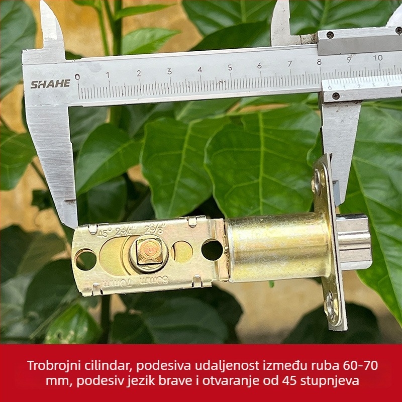 Elektronička brava s otiskom prsta, 45° trostruki mehanizam, model A602, metalno tijelo s panelom od nehrđajućeg čelika, za drvena unutarnja vrata