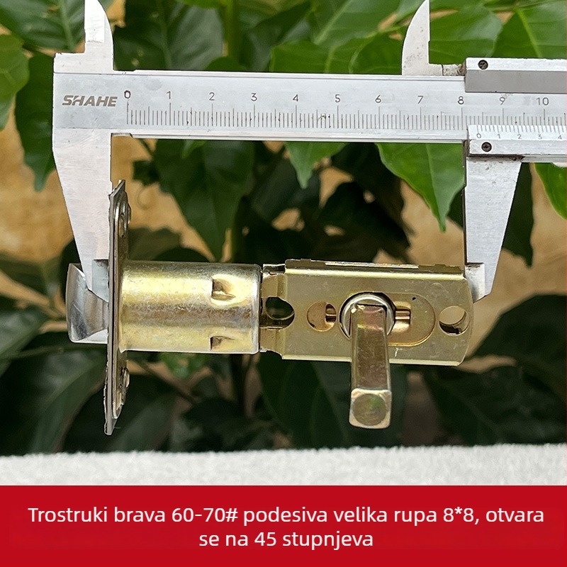 Elektronička brava s otiskom prsta, 45° trostruki mehanizam, model A602, metalno tijelo s panelom od nehrđajućeg čelika, za drvena unutarnja vrata