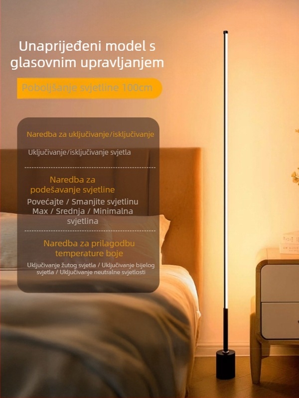 Podna LED svjetiljka s akrilnim abažurom, gumb prekidačem, CRI ≥95, napon ≤36V.