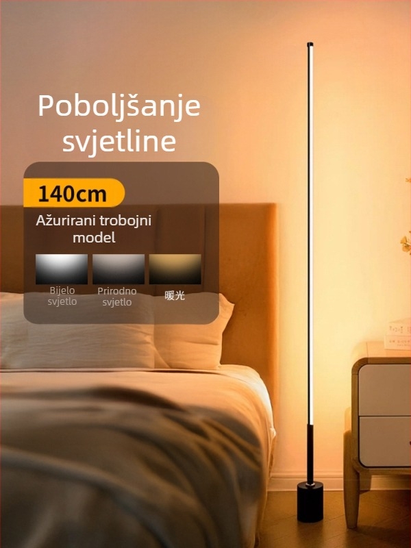 Podna LED svjetiljka s akrilnim abažurom, gumb prekidačem, CRI ≥95, napon ≤36V.
