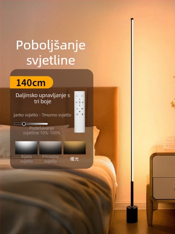 Podna LED svjetiljka s akrilnim abažurom, gumb prekidačem, CRI ≥95, napon ≤36V.