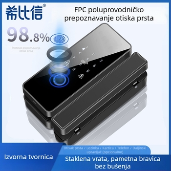 Staklena vrata pametna brava s otiskom prsta i lozinkom, model 01, kapacitet otisaka 100, vrijeme skeniranja <0,3 s, napajanje DC