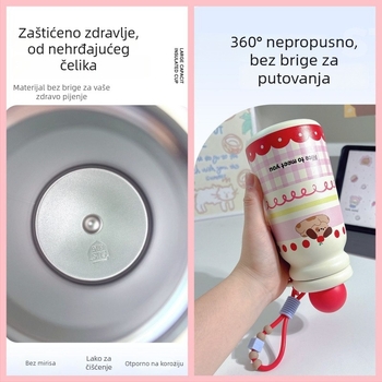 Izolirana šalica sa slamkom i čajem filterom – unutarnja 316 nehrđajući čelik, vanjska 304 nehrđajući čelik, izolacija 6–12 sati