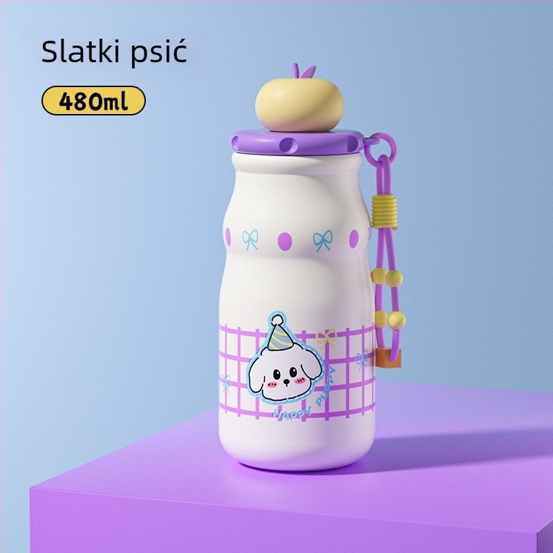 Izolirana šalica sa slamkom i čajem filterom – unutarnja 316 nehrđajući čelik, vanjska 304 nehrđajući čelik, izolacija 6–12 sati