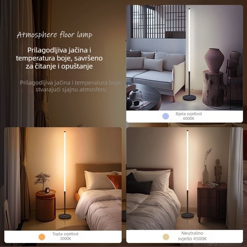 LED stojeća lampa – jednostavan nordijski dizajn, zaštita očiju, kutna lampa za dnevni boravak, pokriće 3–5 m²