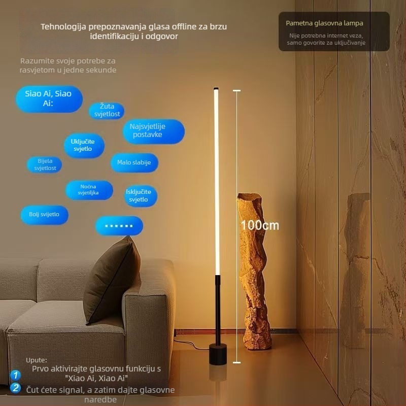 LED stojeća lampa – jednostavan nordijski dizajn, zaštita očiju, kutna lampa za dnevni boravak, pokriće 3–5 m²