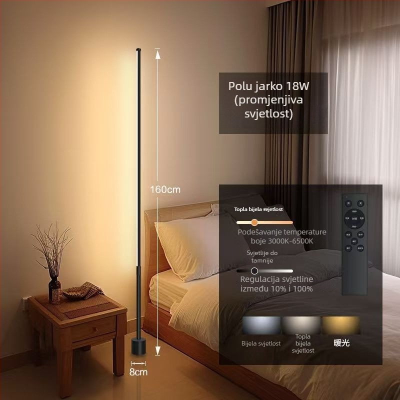 LED stojeća lampa – jednostavan nordijski dizajn, zaštita očiju, kutna lampa za dnevni boravak, pokriće 3–5 m²
