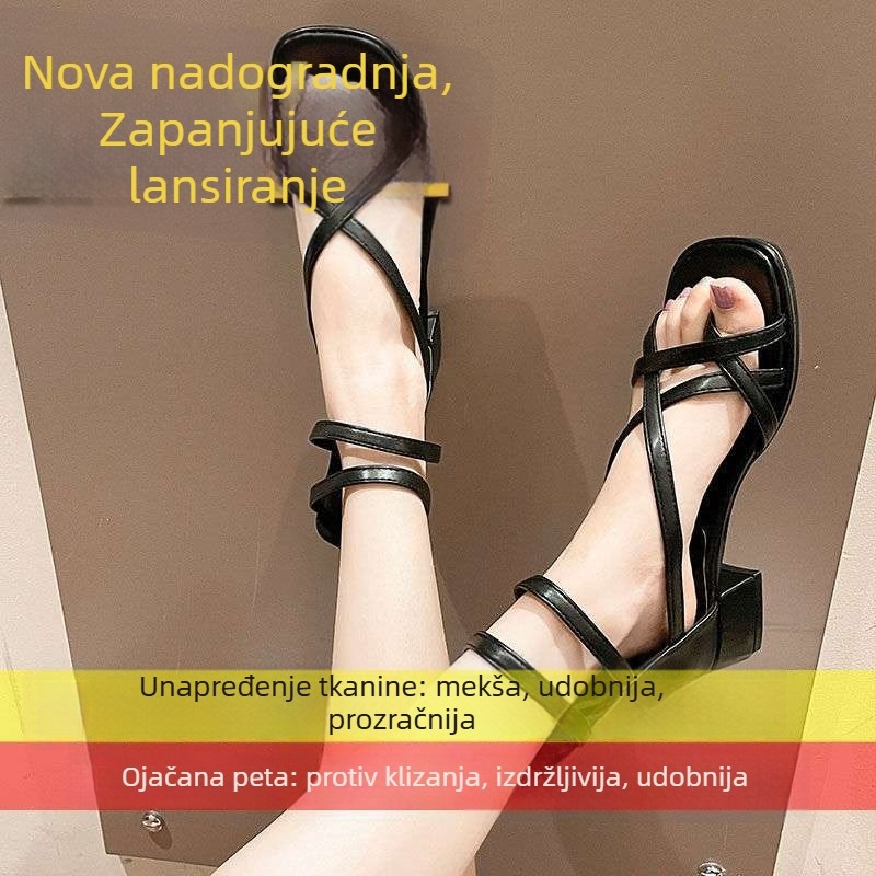 Rimske sandale, PU gornji dio, srednja visina pete, gumeni potplat, podstava od mikrovlakana