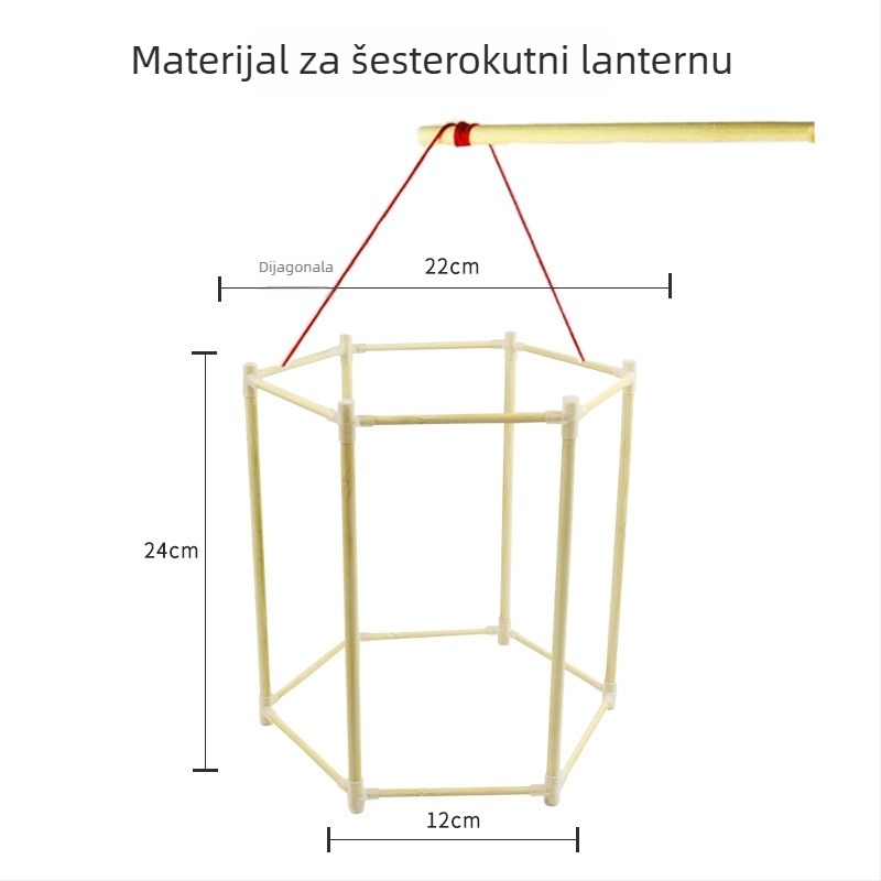 DIY Bambuski okvir lampe sa skeletom zmaja, Ne Električno, Pakiranje Opp Bag, Za proljetni festival, Uzrast 7–14