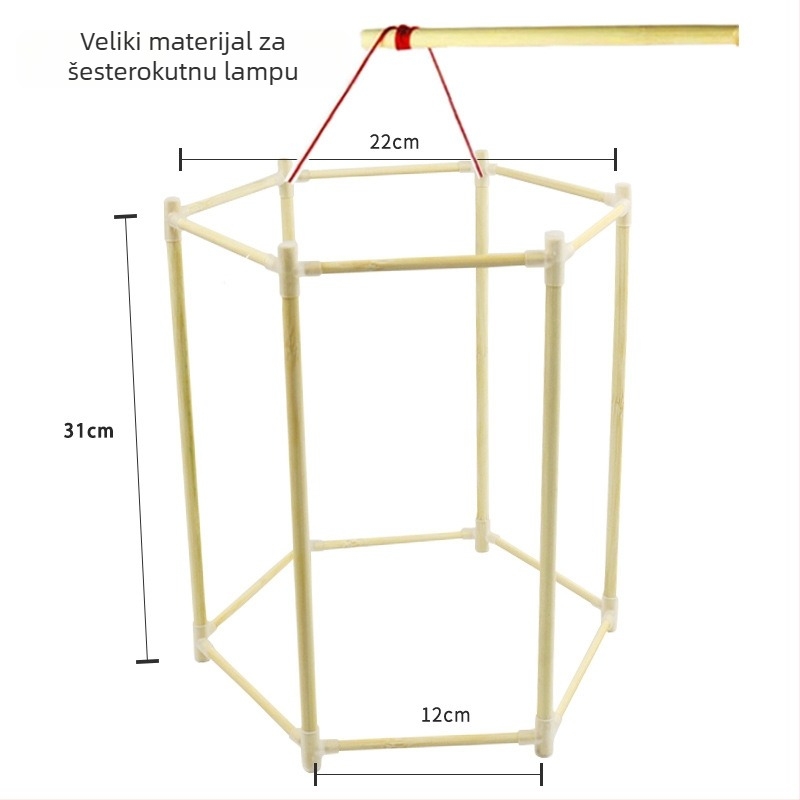 DIY Bambuski okvir lampe sa skeletom zmaja, Ne Električno, Pakiranje Opp Bag, Za proljetni festival, Uzrast 7–14