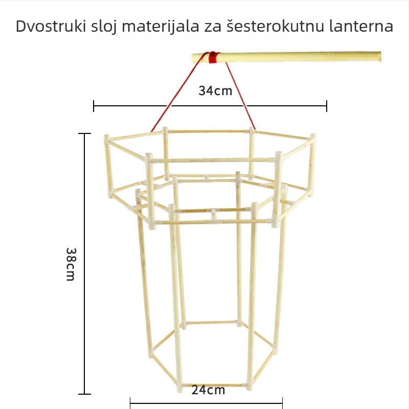 DIY Bambuski okvir lampe sa skeletom zmaja, Ne Električno, Pakiranje Opp Bag, Za proljetni festival, Uzrast 7–14
