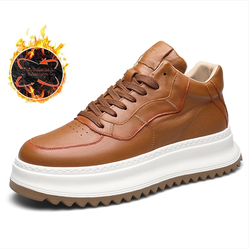 Muške tenisice od prave kože, retro casual stil, niski gornji dio, debela potplat, vezanje