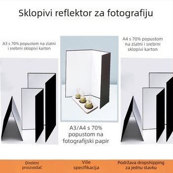 Pozadina od papira za fotografiju proizvoda sa sklopivim reflektorom, mat završna obrada (Brand: Gan Yun; Vrijeme izlaska na tržište: 2023; Tip: pozadinski papir; Materijal: papir; Namjena: fotografiranje proizvoda)