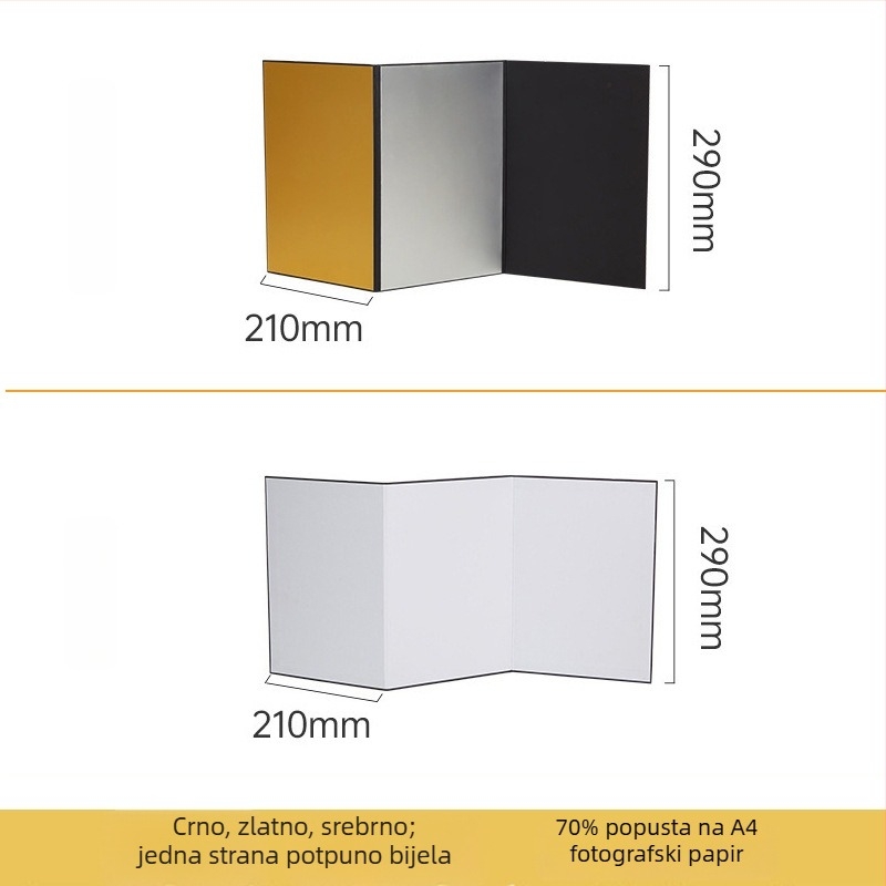 Pozadina od papira za fotografiju proizvoda sa sklopivim reflektorom, mat završna obrada (Brand: Gan Yun; Vrijeme izlaska na tržište: 2023; Tip: pozadinski papir; Materijal: papir; Namjena: fotografiranje proizvoda)
