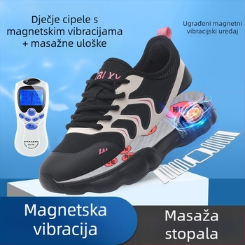 Cipele za masažu stopala magnetnom vibracijom - mrežaste ženske outdoor tenisice, prednje vezivanje, okrugli vrh, peta 3-5 cm, ljeto 2025